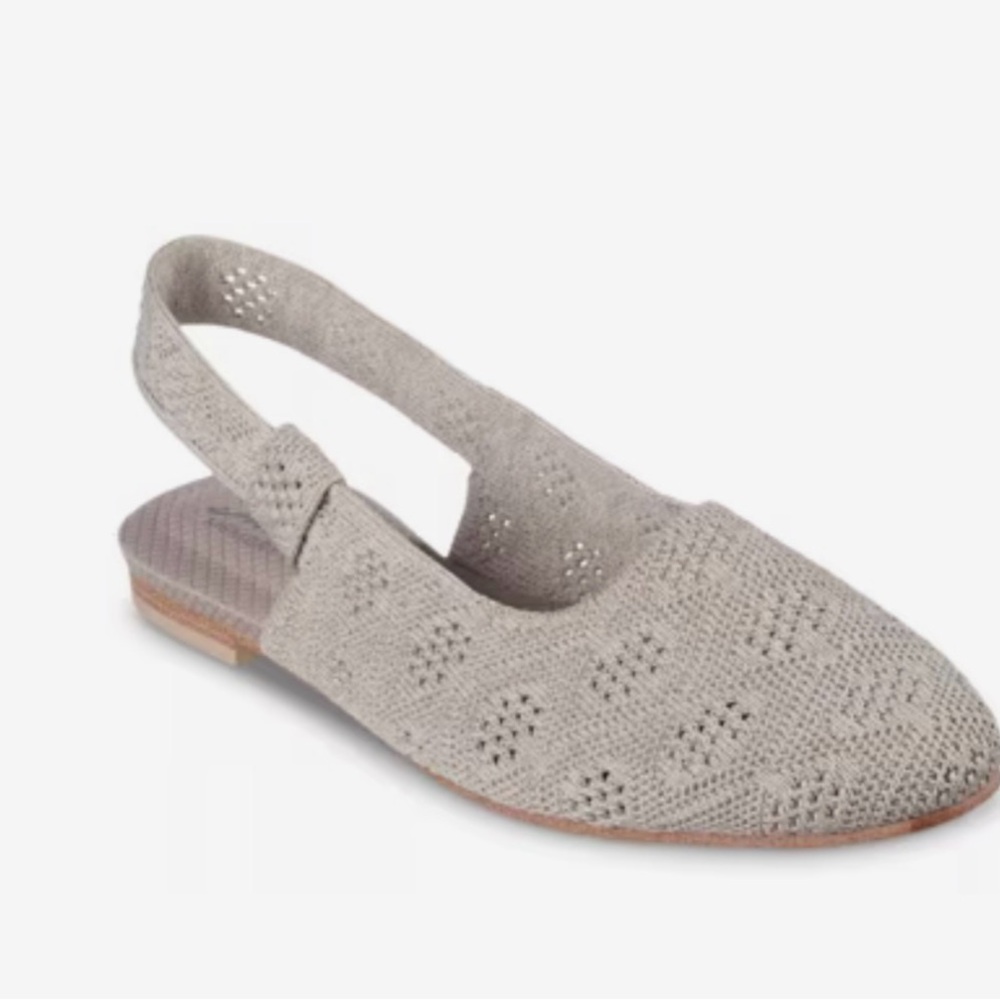 Skechers Women's Beige Knit Slip-On Flats